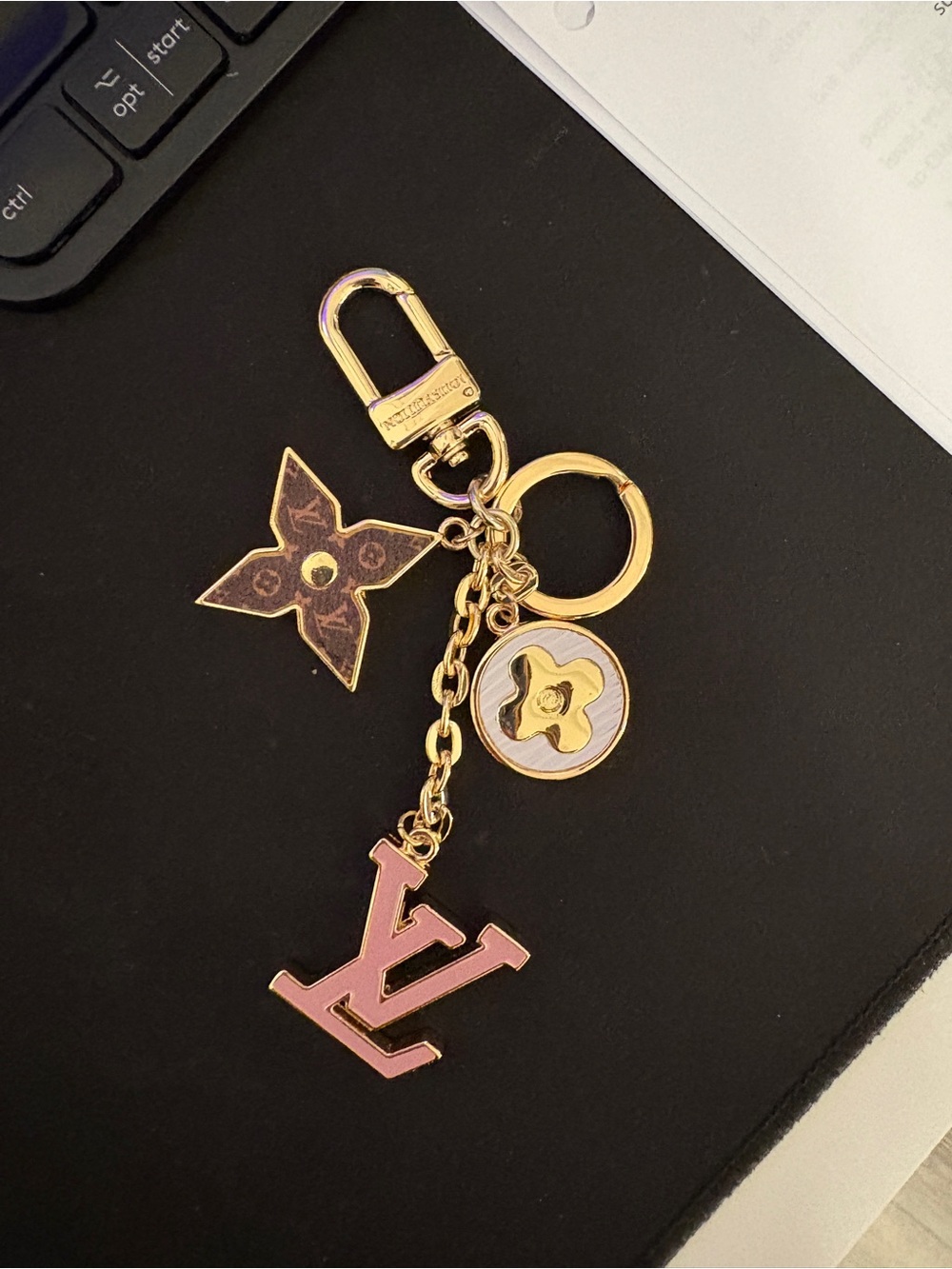 Louis Vuitton Pink & Gold Logo Key Charm